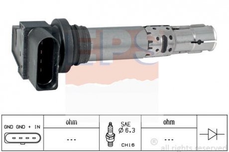 VW Катушка зажигания Audi A3,Golf IV,V,VI,Skoda Fabia,Octavia,Caddy III,Passat,Polo,Tiguan,Touran EPS 1.970.474