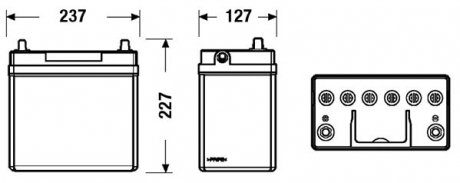 Аккумуляторная батарея 45Ah/330A (235x127x226/+L/B00) Excell Азия EXIDE EB457 (фото 1)