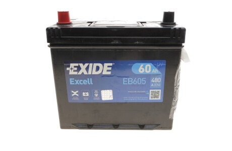 Аккумуляторная батарея 60Ah/480A (230x173x222/+L/B01) Excell Азія EXIDE EB605