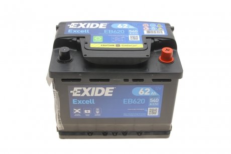 Аккумуляторная батарея 62Ah/540A (242x175x190/+R/B13) Excell EXIDE EB620