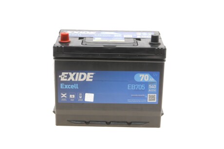 Аккумуляторная батарея 70Ah/540A (270x173x222/+L/B9) Excell Азія EXIDE EB705