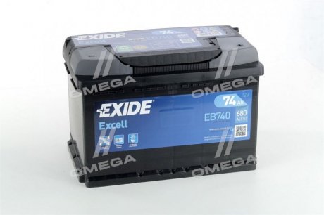 Акумуляторна батарея 74Ah/680A (278x175x190/+R/B13) Excell EXIDE EB740