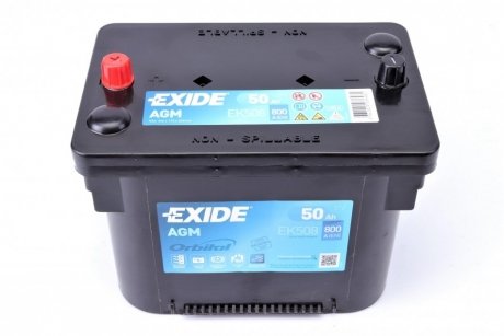 Аккумуляторная батарея 50Ah/800A (260x173x206/+L/B7) (Start-Stop AGM) Orbital EXIDE EK508