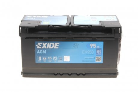 Аккумуляторная батарея 95Ah/850A (353x175x190/+R/B13) (Start-Stop AGM) EXIDE EK950