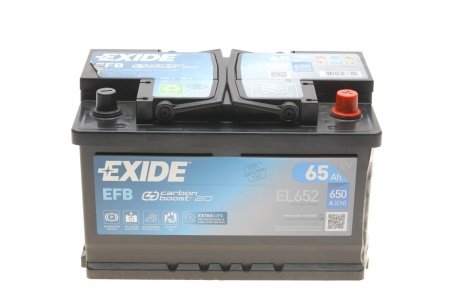 Аккумуляторная батарея 65Ah/650A (278x175x175/+R/B13) (Start-Stop EFB) EXIDE EL652