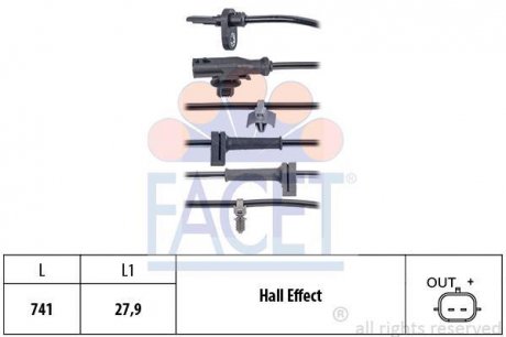 Датчик ABS передний FACET 21.0124