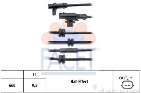 Датчик ABS задний FACET 21.0126