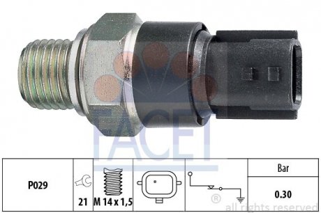 Датчик давления масла (0,2bar/1 конт./черный) SANDERO/LOGAN/DUSTER/KANGOO 1.4/1.6i 04- FACET 7.0181