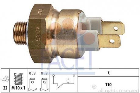 Датчик температури Audi 100/80/A6 1.6-2.3 85-98 FACET 7.4085