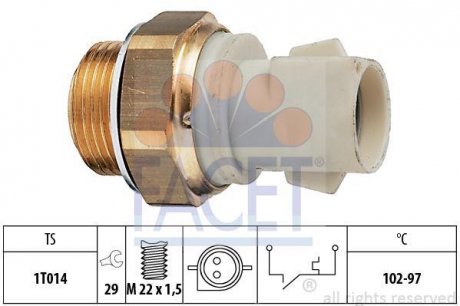 Датчик увімкнення вентилятора Ford Escort/Fiesta/Focus/Orion/Scorpio/Sierra 1.1-3.0 82-04 FACET 7.5137