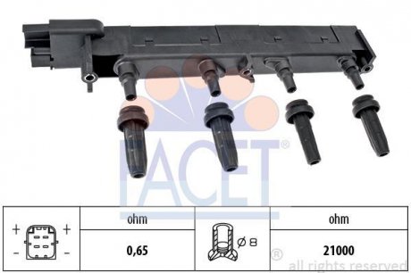 Котушка запалення Citroen C5/Jumpy/ Peugeot 206/307/407 1.8/2.0 99- FACET 9.6308