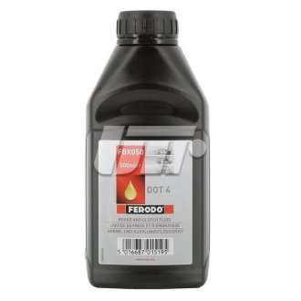 Тормозная жидкость Synthetic DOT4 0,5L 1ящ.=24шт. FERODO FBX050