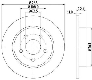 Тормозной диск зад. Focus II 04-/C-MAX 07- (265x11) HELLA PAGID 8DD355111-381