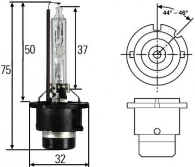 Автолампа D2S XENON 85V 35W P32D-2 HELLA 8GS 007 949-261 (фото 1)