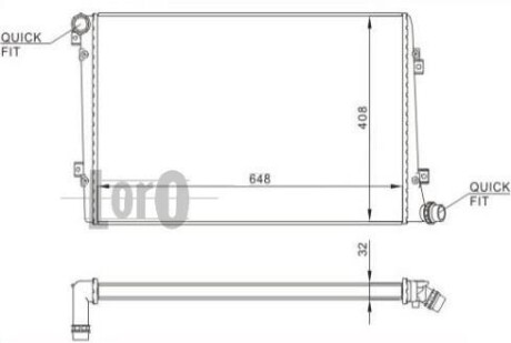 Радіатор охолодження двигуна Caddy III 1.9TDI (648x399x32) LORO 003-017-0032 (фото 1)