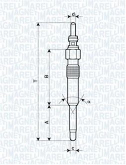 Свеча накала FORD, ALFA, VOYAGER [] MAGNETI MARELLI 062900006304