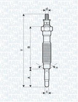 Свеча накала HYUNDAI 2,5 MITSUBISHI 2,3/2,5 NISSAN 2,3/2,5 MAGNETI MARELLI 062900072304