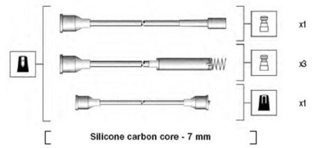 Комплект высоковольтных проводов OPEL OMEGA 1,8/2,0 IE 87-94 [941125250677] MAGNETI MARELLI MSK677