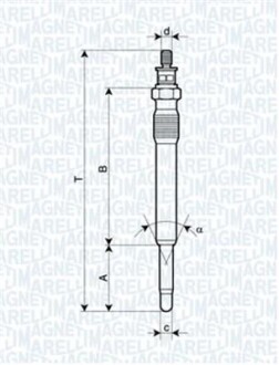 Свеча накала PEUGEOT,ROVER, SEAT, SKODA [062900001304] MAGNETI MARELLI UC12A