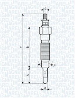 Свеча накала KIA PREGIO MITSUBISHI LANCER V, GALANT, PAJERO 02- [062900064304] MAGNETI MARELLI UC47A (фото 1)