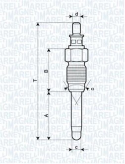 Свеча накала RENAULT MEGANE II 1.5 DCI 05- [062900059304] MAGNETI MARELLI UX26A