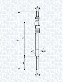 FIAT Свеча накала Doblo,Panda,Opel Astra J,Combo,Citroen,Peugeot 1.3HDI MAGNETI MARELLI UY19A