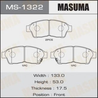 Колодка гальмівна передня Toyota Camry (-00), RAV 4 (-00) MASUMA MS1322