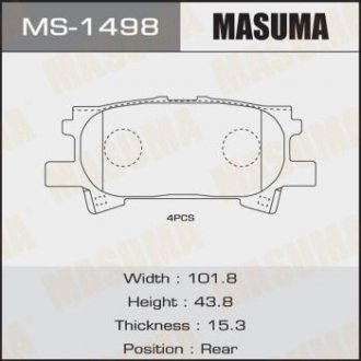 Колодка тормозная передняя Lexus RX 350 (06-08)/ Toyota Highlander (03-07) (MS14 MASUMA MS1498