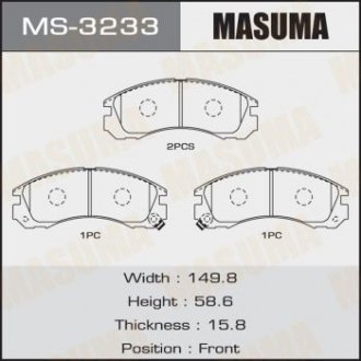 Колодка гальмівна передня Mitsubishi L200 (00-08), Lancer (08-12), Pajero Sport MASUMA MS3233