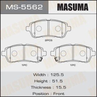 Гальмівні колодки передня AN-754WK, NP5030, P16013 MASUMA MS5562