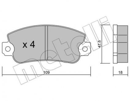 Комплект тормозных колодок из 4 шт. дисков Metelli 22-0033-0