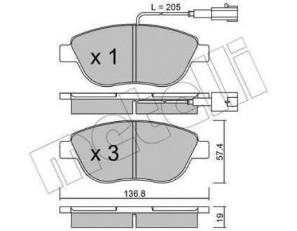 Комплект тормозных колодок (дисковых).) Metelli 22-0322-0