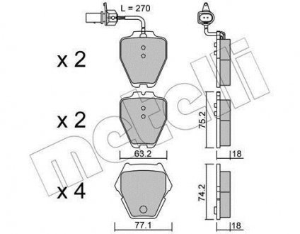 Комплект тормозных колодок (дисковых).) Metelli 22-0774-1