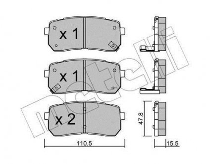 Комплект гальмівних колодок Metelli 22-0786-0