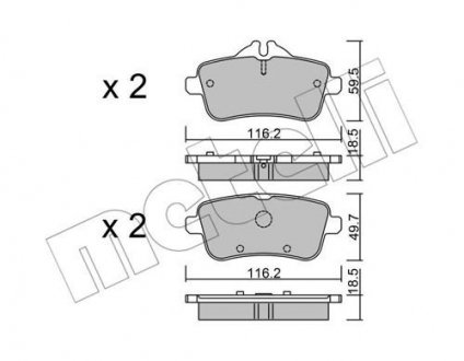 Комплект гальмівних колодок з 4 шт. дисків Metelli 22-0968-0