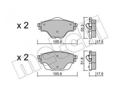 Комплект гальмівних колодок Metelli 22-0988-0