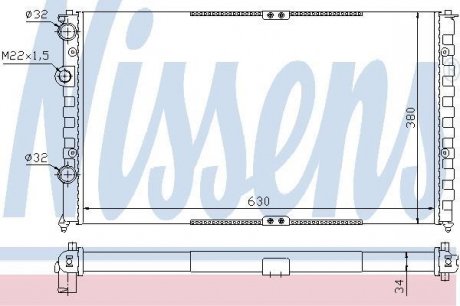 Радиатор воды, 1.4i, 1.9STDI, (627x377x23) NISSENS 65290