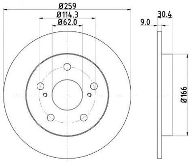 Диск гальмівний задній toyota auris, corolla 1.4, 1.6, 1.8 (07-) NISSHINBO ND1008K