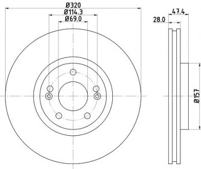 Диск гальмівний передній hyundai i40/kia optima 1.6, 1.7, 2.0 (11-) NISSHINBO ND6073K (фото 1)