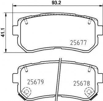 Колодки тормозные дисковые задние Hyundai ix35, Sonata/Kia Cerato 1.7, 2.0, 2.4 (09-) NISSHINBO NP6097 (фото 1)