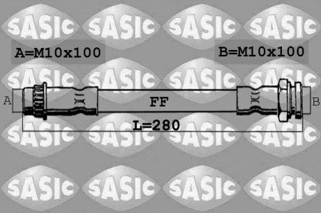 Шланг гальмівний, зад, 280мм SASIC 6600018