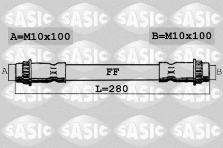 Шланг гальм. задній, 96-08 L=280mm SASIC SBH0286