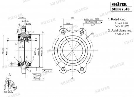 Подшипник ступицы передний Audi A4, A5, A6, A7 (08-) (61x62x102) ABS+ (+монт. к- SHAFER SH15743K