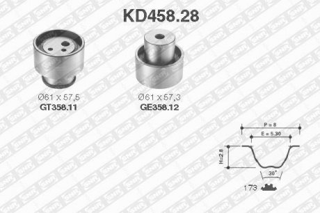 Роликовый модуль натяжителя ремня (ролик, ремень) SNR NTN KD458.28