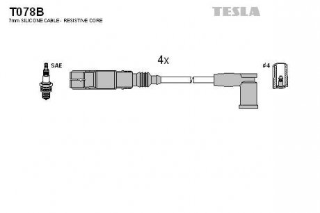 Проводавысоковольтные,комплект Vw Caddy iii 2.0 (06-15),Vw New beetle 2.0 (02-10 TESLA T078B