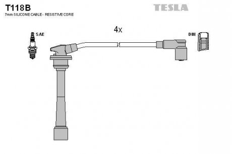 Проводавысоковольтные,комплект Kia Ceed 2.0 (06-12),Kia Ceed sw 2.0 (07-12) (T11 TESLA T118B