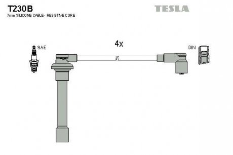 Проводавысоковольтные,комплект Honda Civic V TESLA T230B