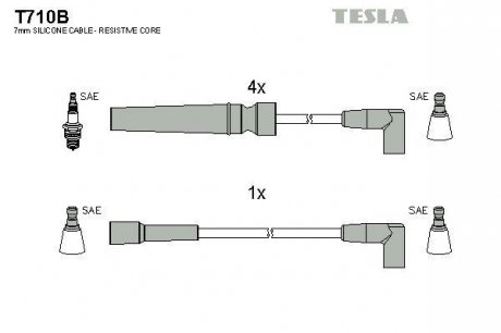 Провода свечные Нексия 16 кл (силикон) BLATNA TESLA T710B