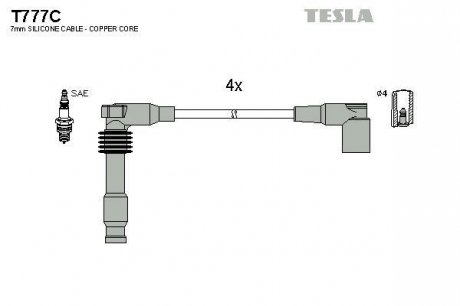 Провід свічкові Лачетти 1,8 (силікон) TESLA T777C