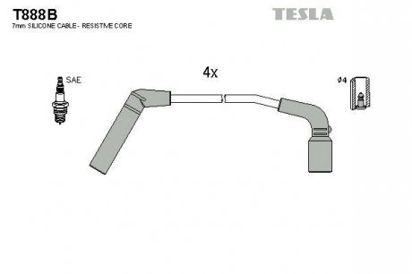 Провода свечные Матиз 1,0 (силикон) BLATNA TESLA T888B